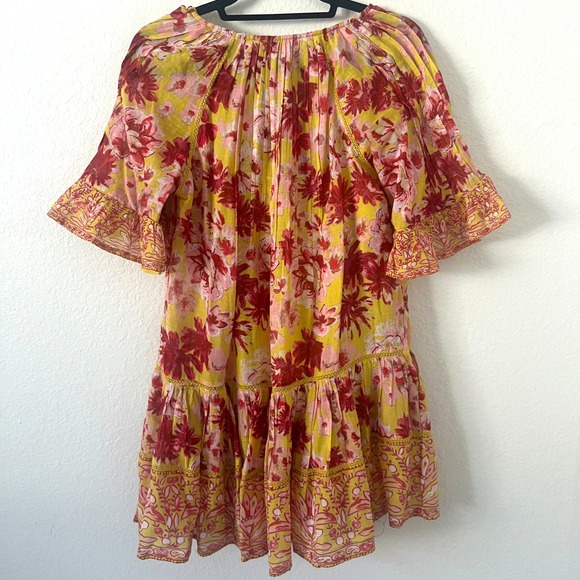 NWOT Sundance Sz PXS Aisha Floral Summer Dress Tiered Citron Yellow Cottage Boho - Picture 4 of 12